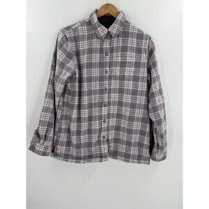 L.L. Bean Plaid Shacket Fleece Lined Flannel Button Up Shirt Womens Small